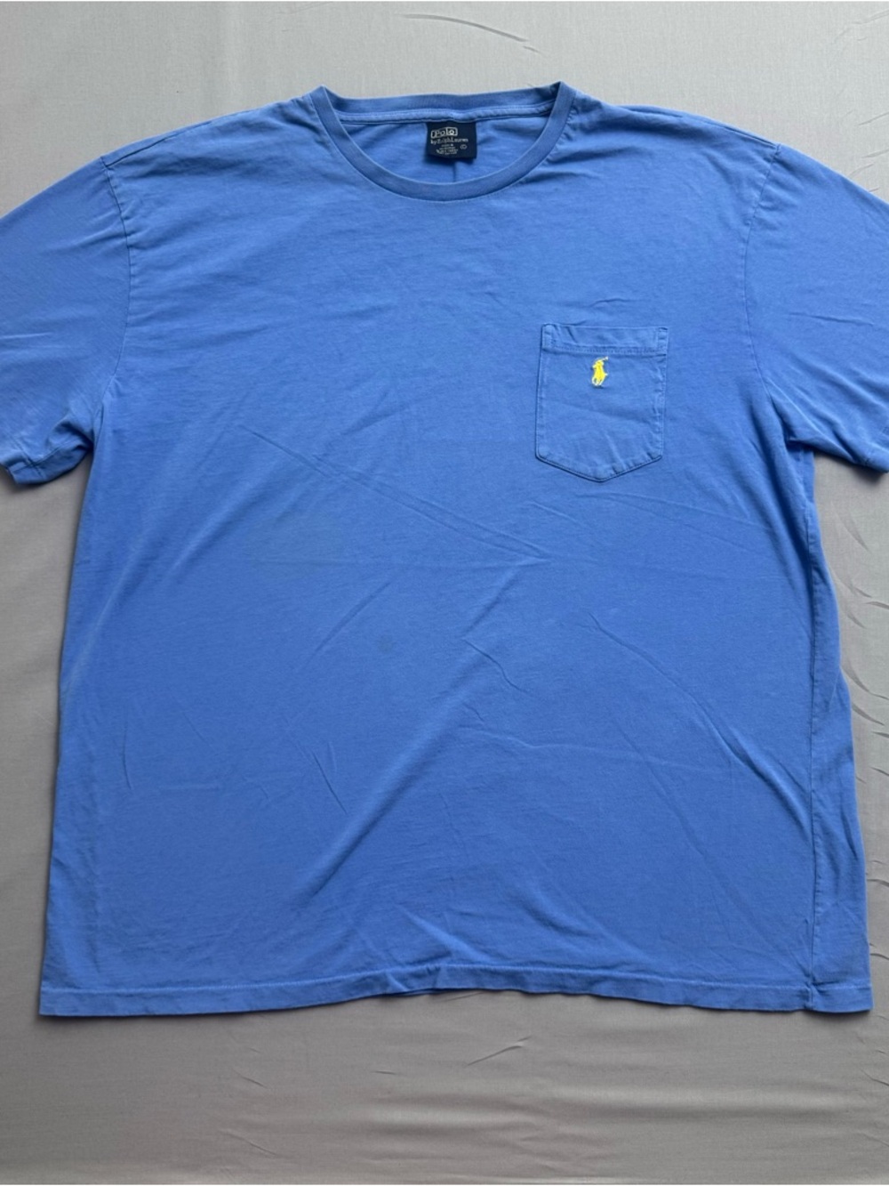 Polo Ralph Lauren Blue Logo Pocket Men's T-Shirt L Crew Neck Jersey Cotton